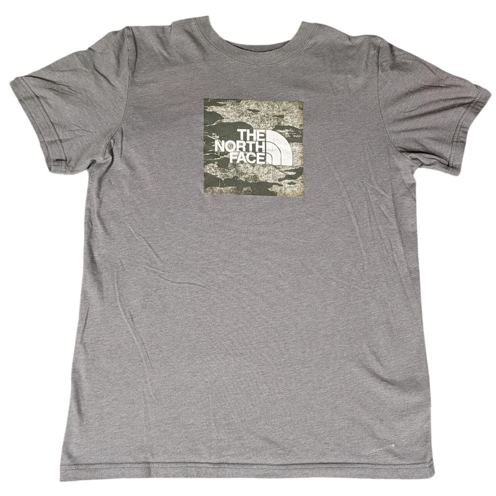 The North Face Mens Gray Camo Box Logo Graphic Short Sleeve T-Shirt L
